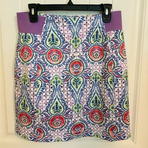 Lady Hagen Purple-Patterned Multicolor A-Line Skirt